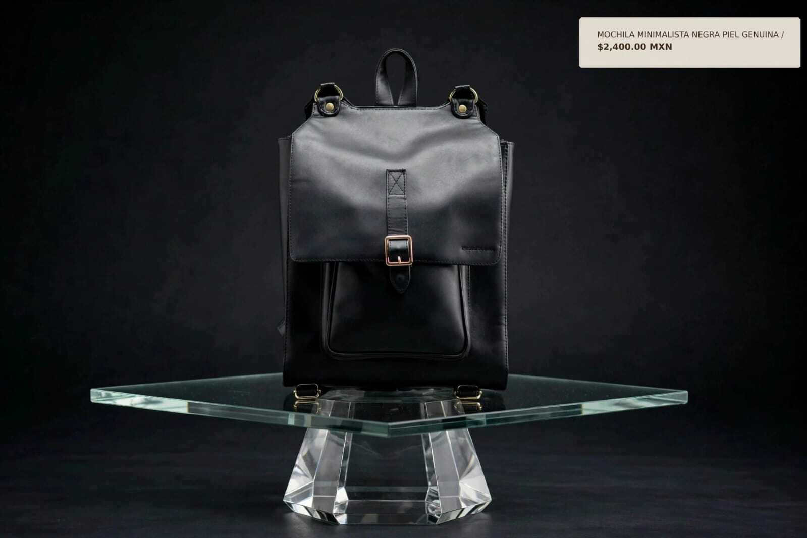 MOCHILA MINIMALISTA NEGRA CON BOLSA-1